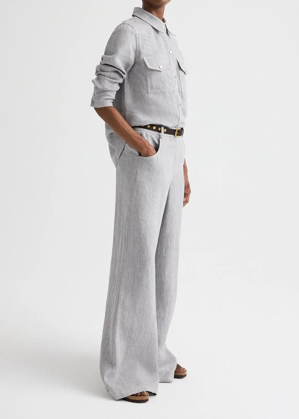 TWP Dillon Wide Leg Pant - Light Heather Grey