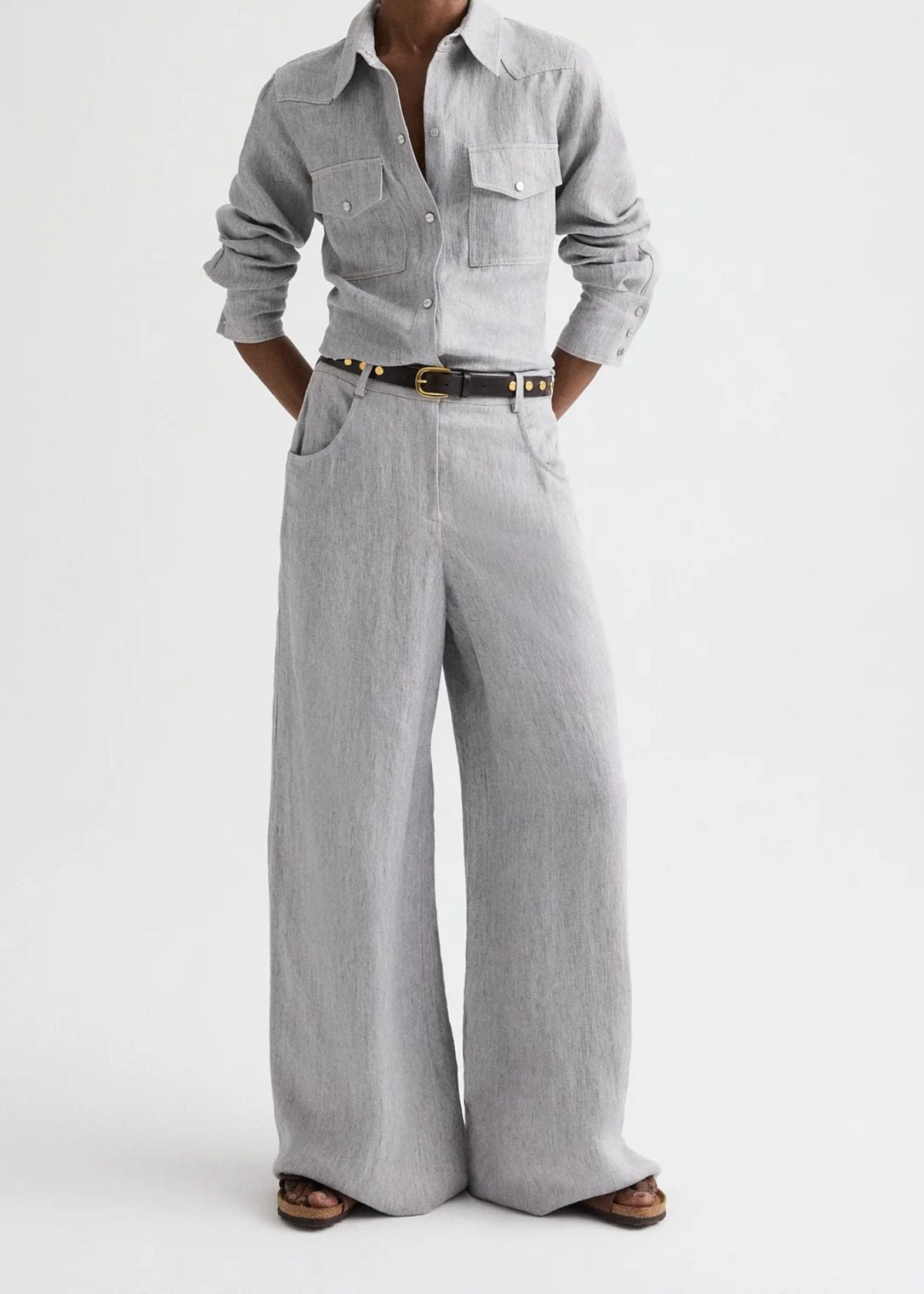 TWP Dillon Wide Leg Pant - Light Heather Grey