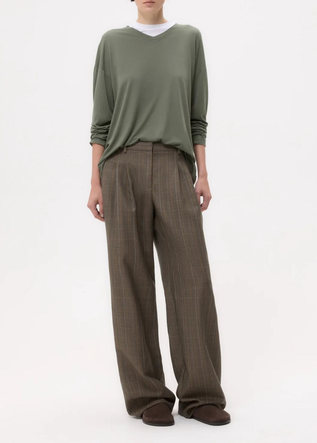 TWP Sulli Stretch Wool Pant - Medium Heather Grey Multi