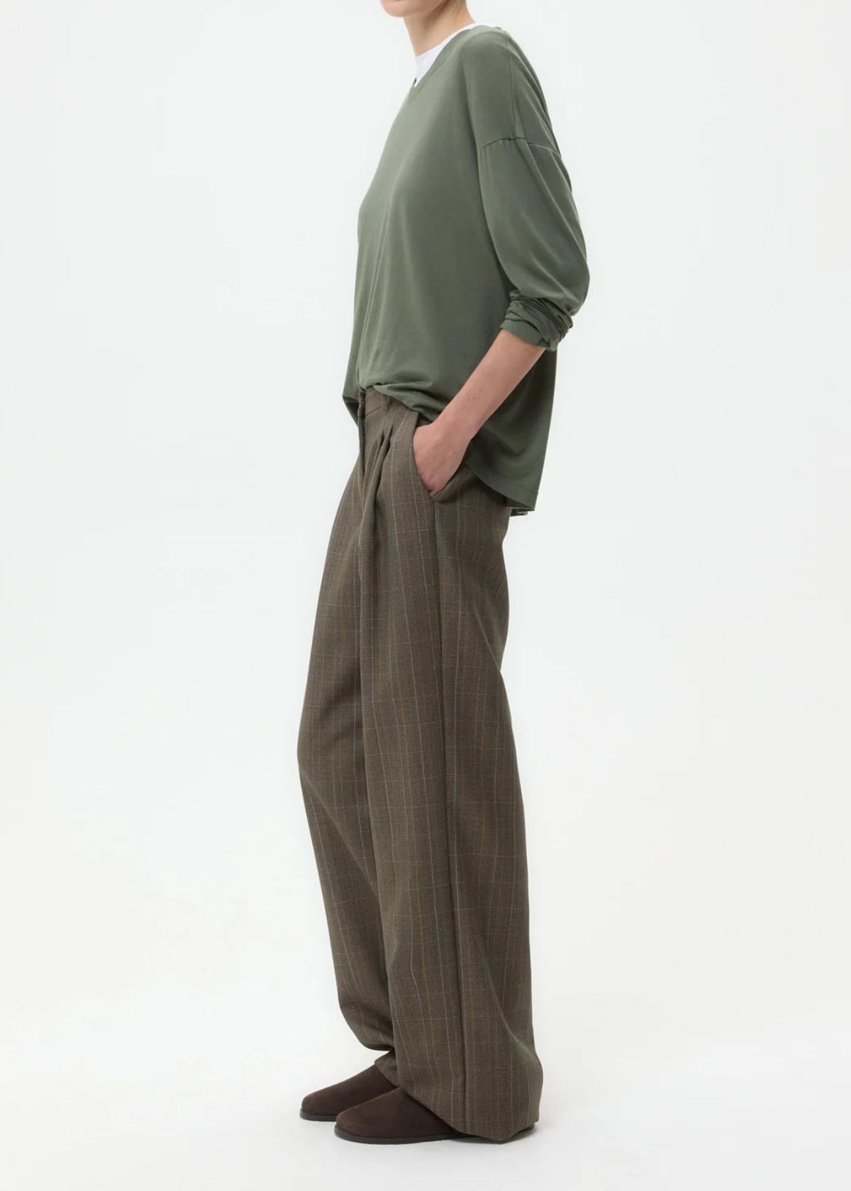 TWP Sulli Stretch Wool Pant - Medium Heather Grey Multi