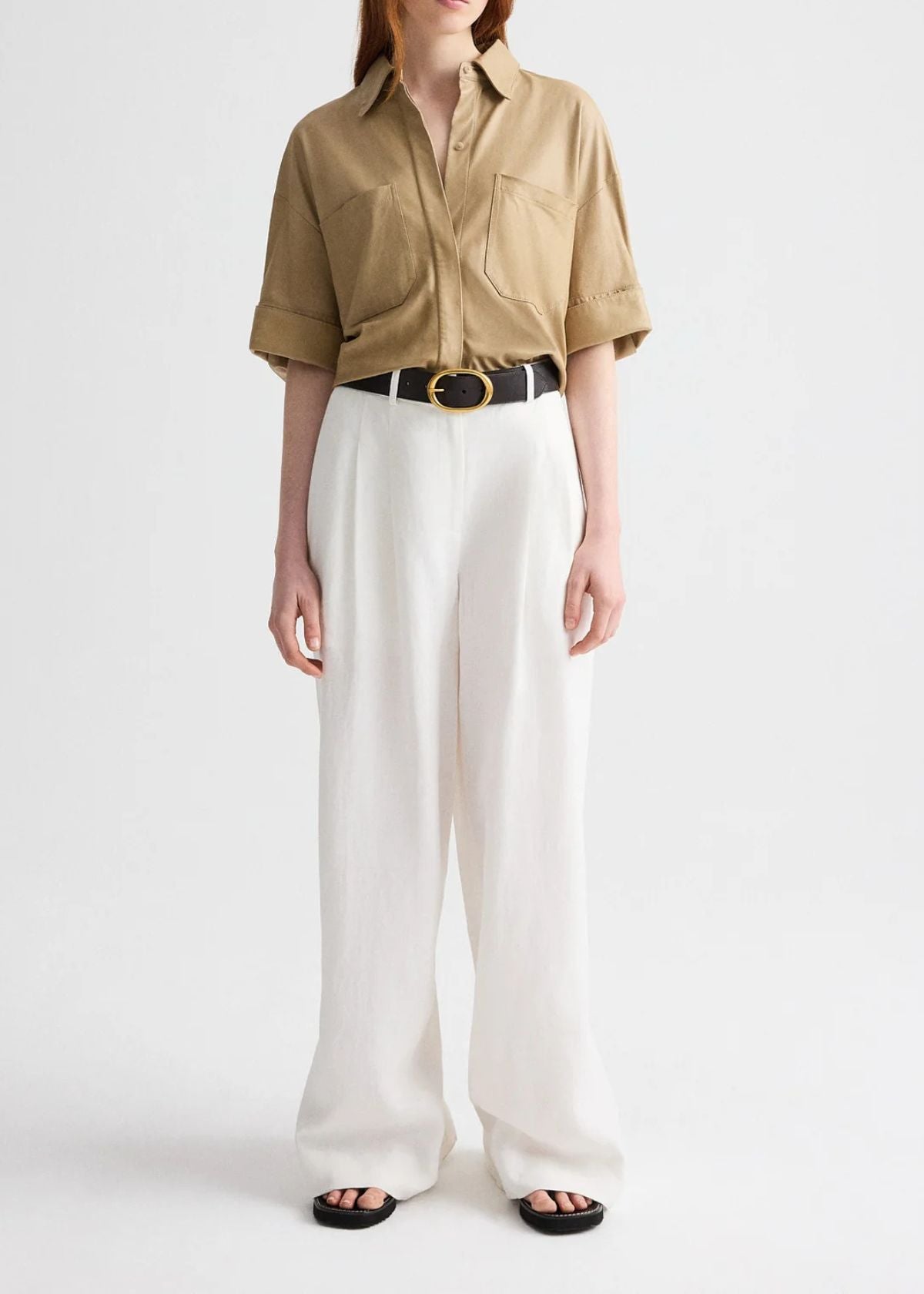 TWP My Newest Mistake Paper Leather Top - British Khaki