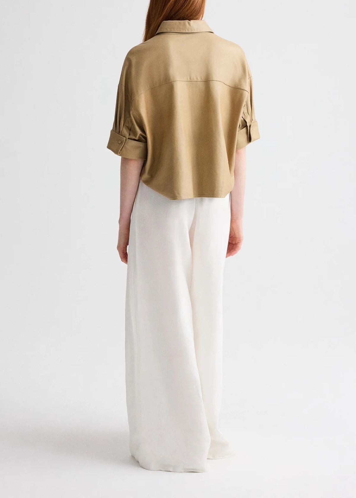 TWP My Newest Mistake Paper Leather Top - British Khaki