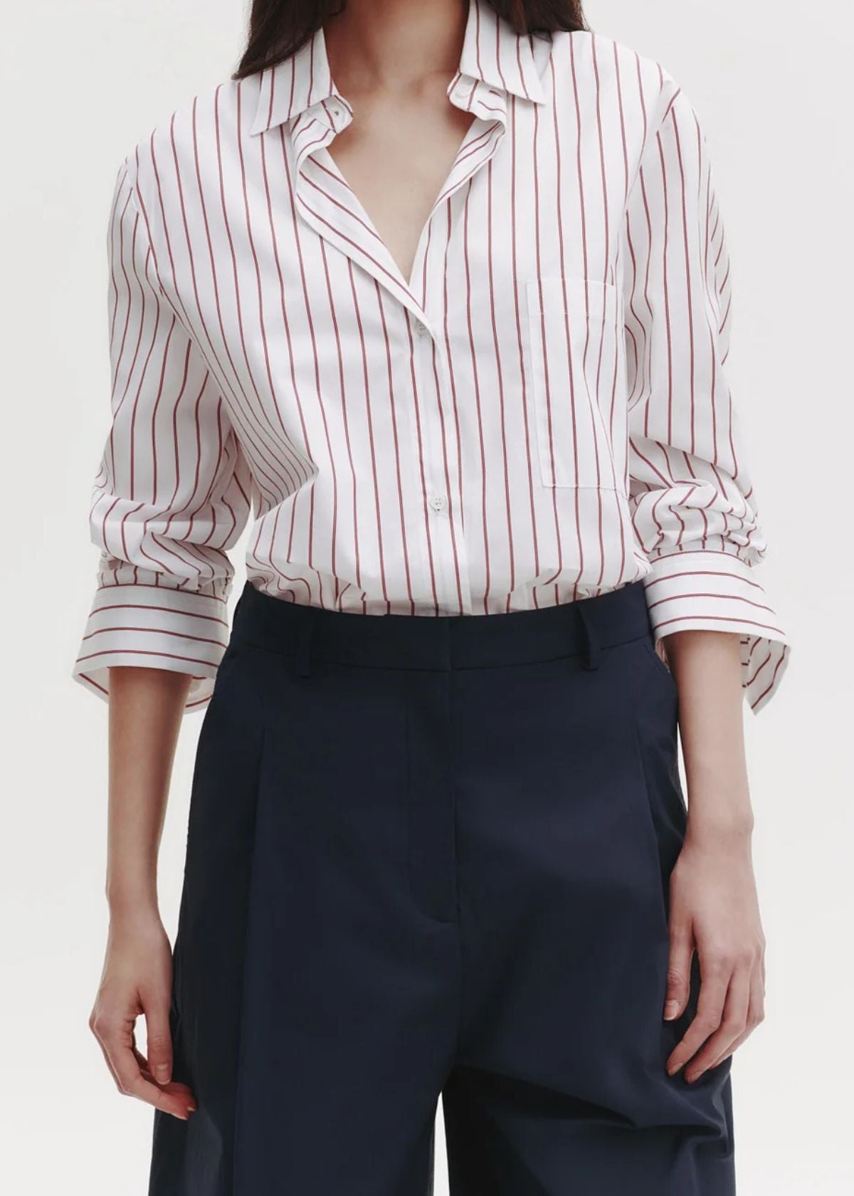 TWP Next Morning Top - White and Red Stripe