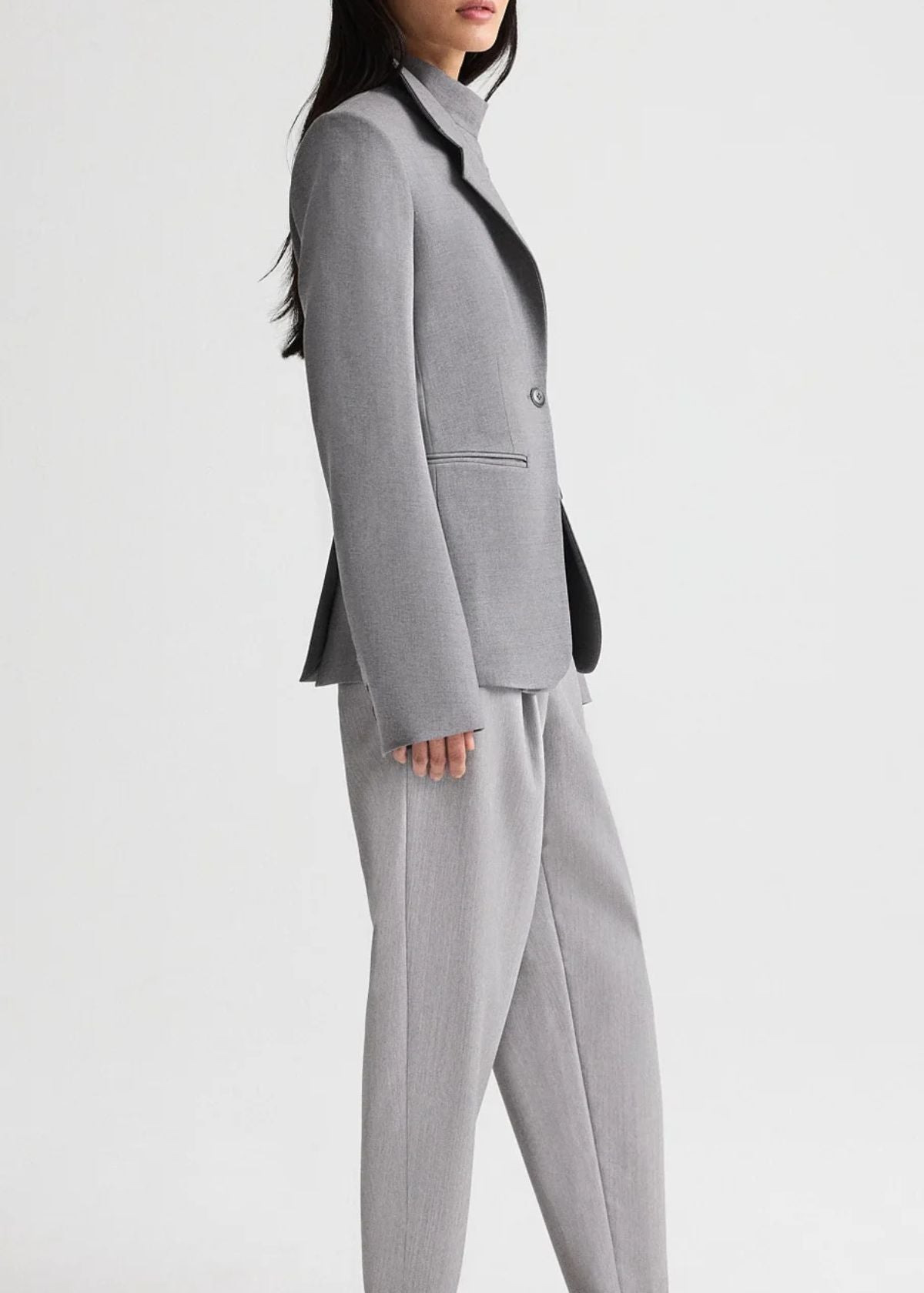 TWP The Double Take Blazer in Soft Finish Stretch Wool - Medium Heather Grey