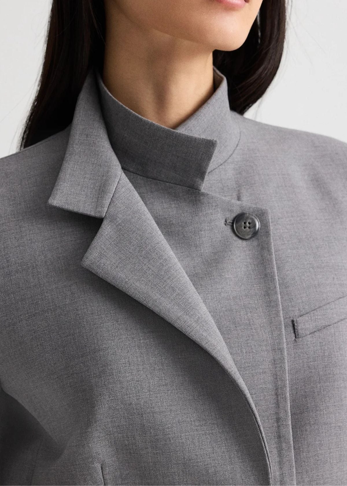 TWP The Double Take Blazer in Soft Finish Stretch Wool - Medium Heather Grey