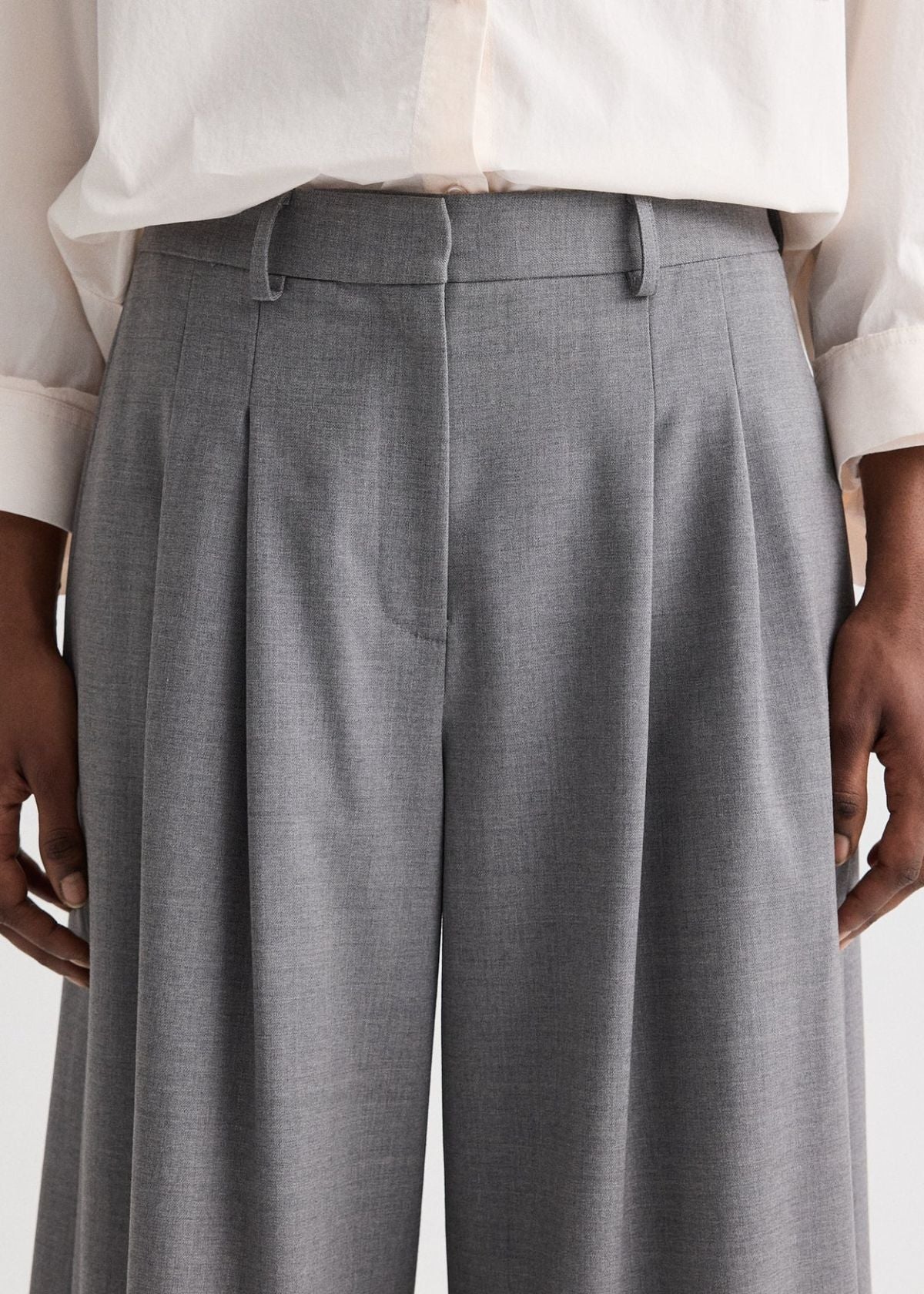 TWP Avery Pant in Soft Finish Stretch Wool - Medium Heather Grey