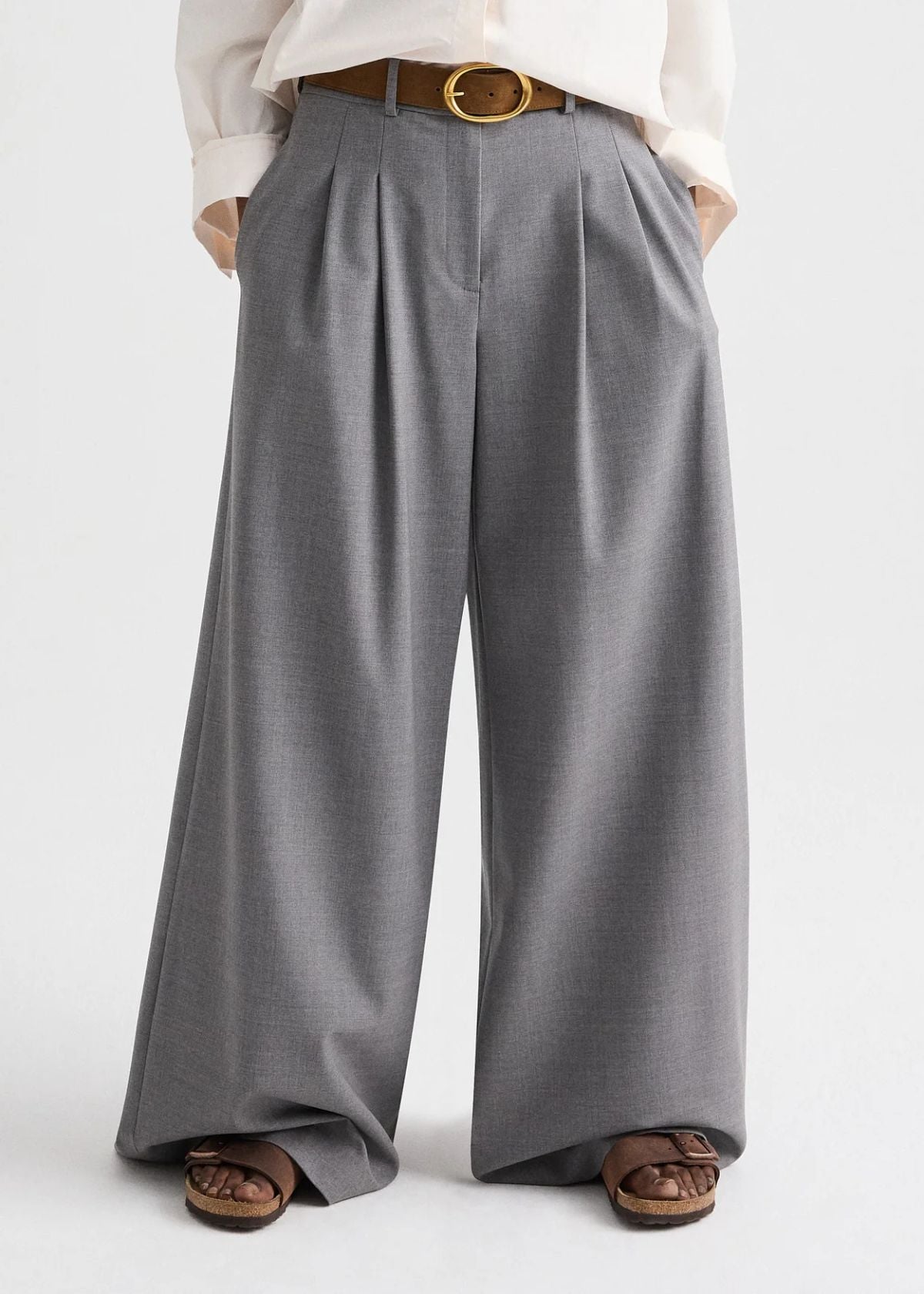 TWP Avery Pant in Soft Finish Stretch Wool - Medium Heather Grey