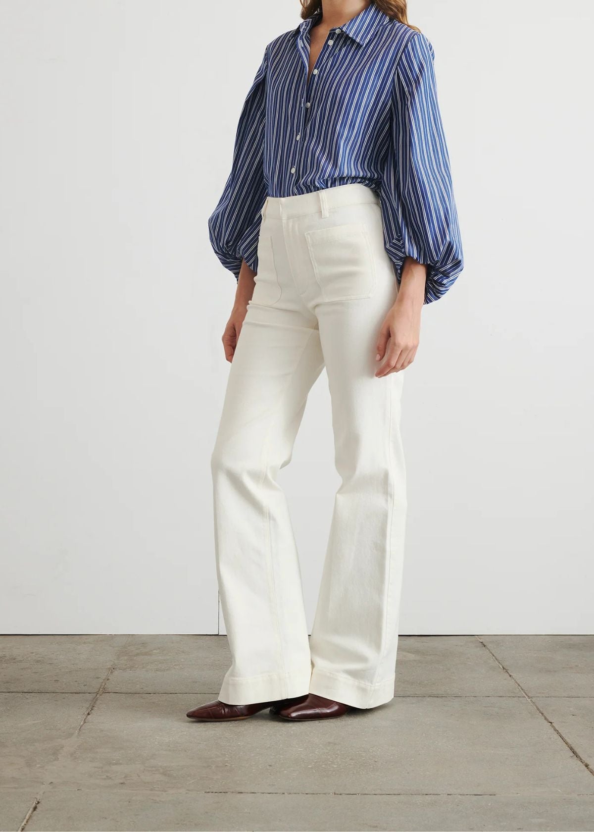 TANYA TAYLOR Nicole Denim Pant - Chalk