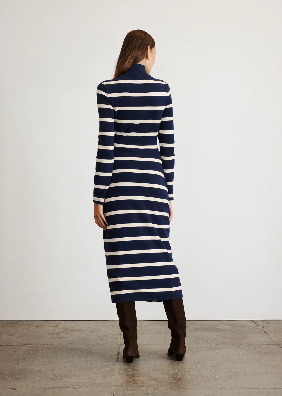 TANYA TAYLOR Brindy Dress - Maritime Blue/Cream Wide Stripe