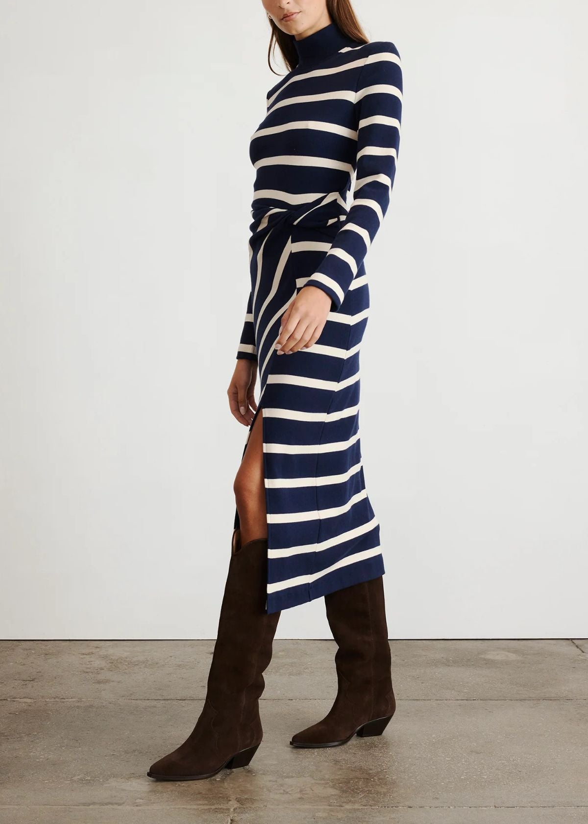 TANYA TAYLOR Brindy Dress - Maritime Blue/Cream Wide Stripe