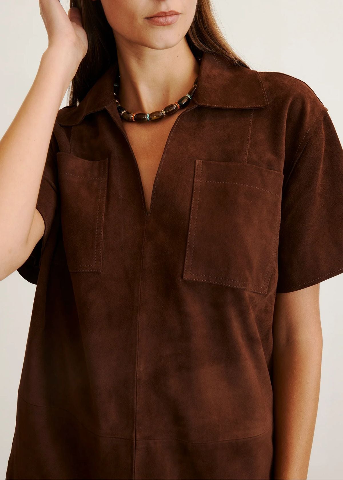 TANYA TAYLOR Tabby Suede Mini Dress - Chocolate