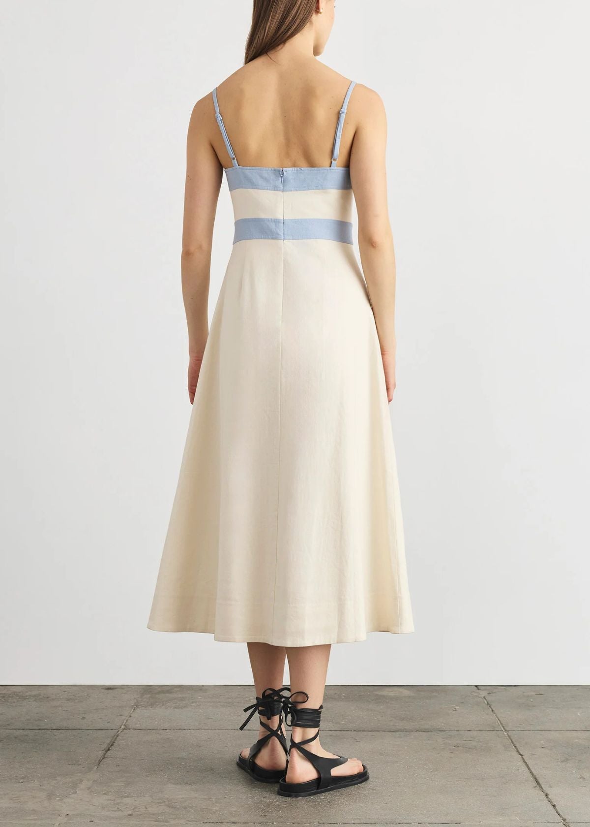 TANYA TAYLOR Madden Midi Dress - Cream/Powder Blue