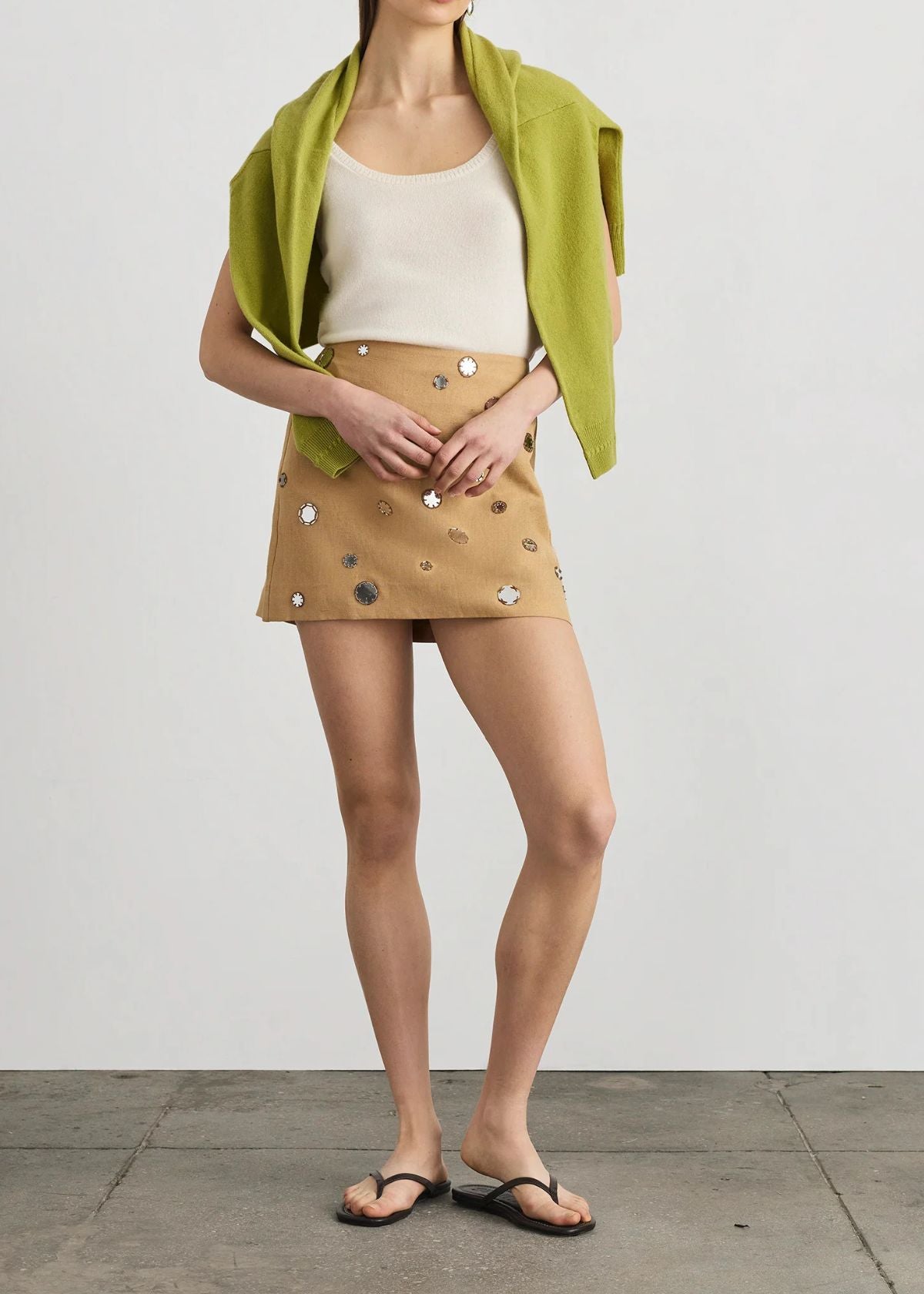 TANYA TAYLOR Ari Mini Skirt - Dark Khaki