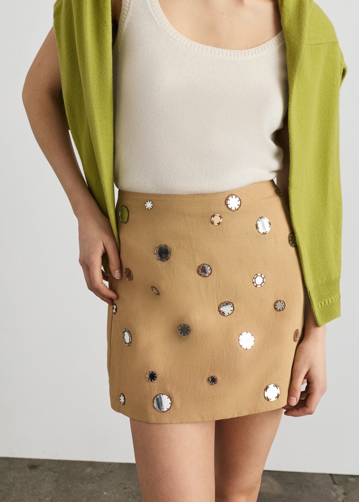 TANYA TAYLOR Ari Mini Skirt - Dark Khaki