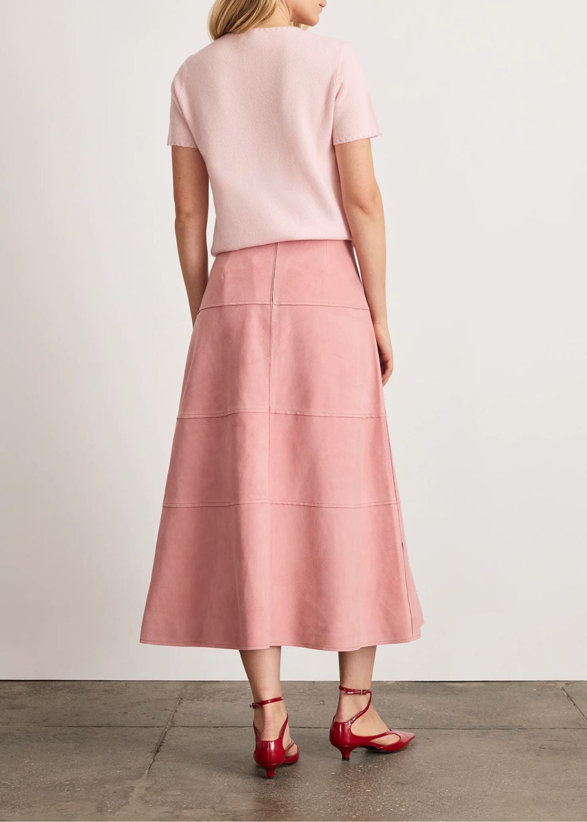 TANYA TAYLOR Hudson Suede Skirt - Rose Quartz