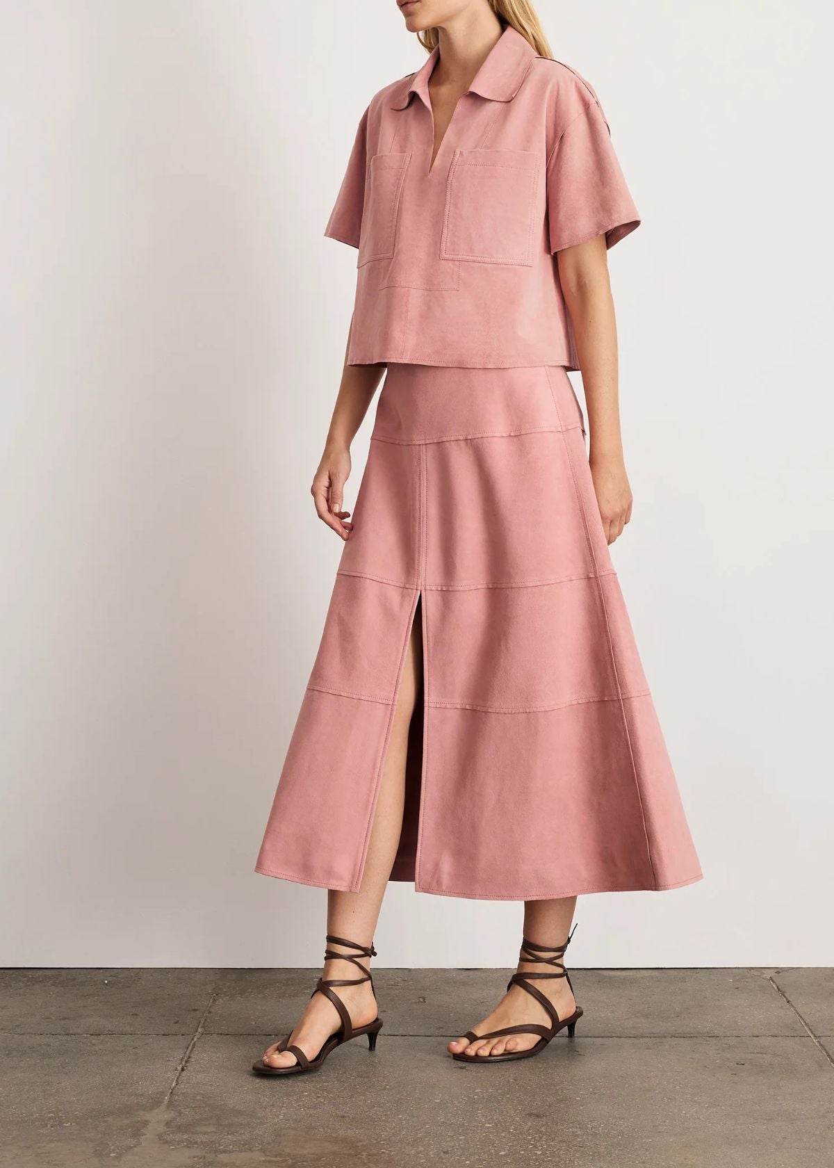 TANYA TAYLOR Jade Suede Top - Rose Quartz