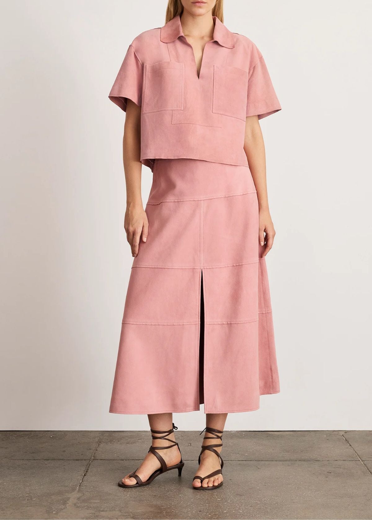 TANYA TAYLOR Jade Suede Top - Rose Quartz