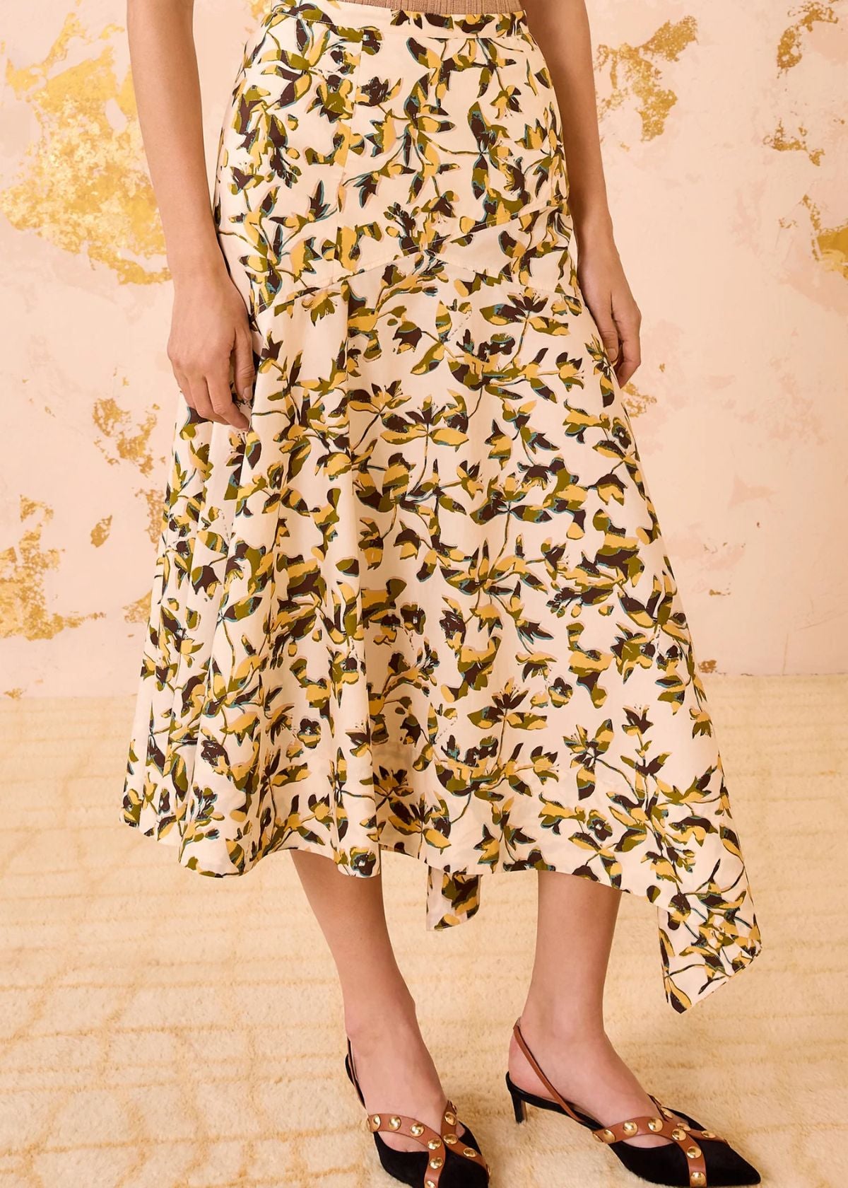 ULLA JOHNSON Annika High Waist Asymmetrical Midi Skirt - Lucent