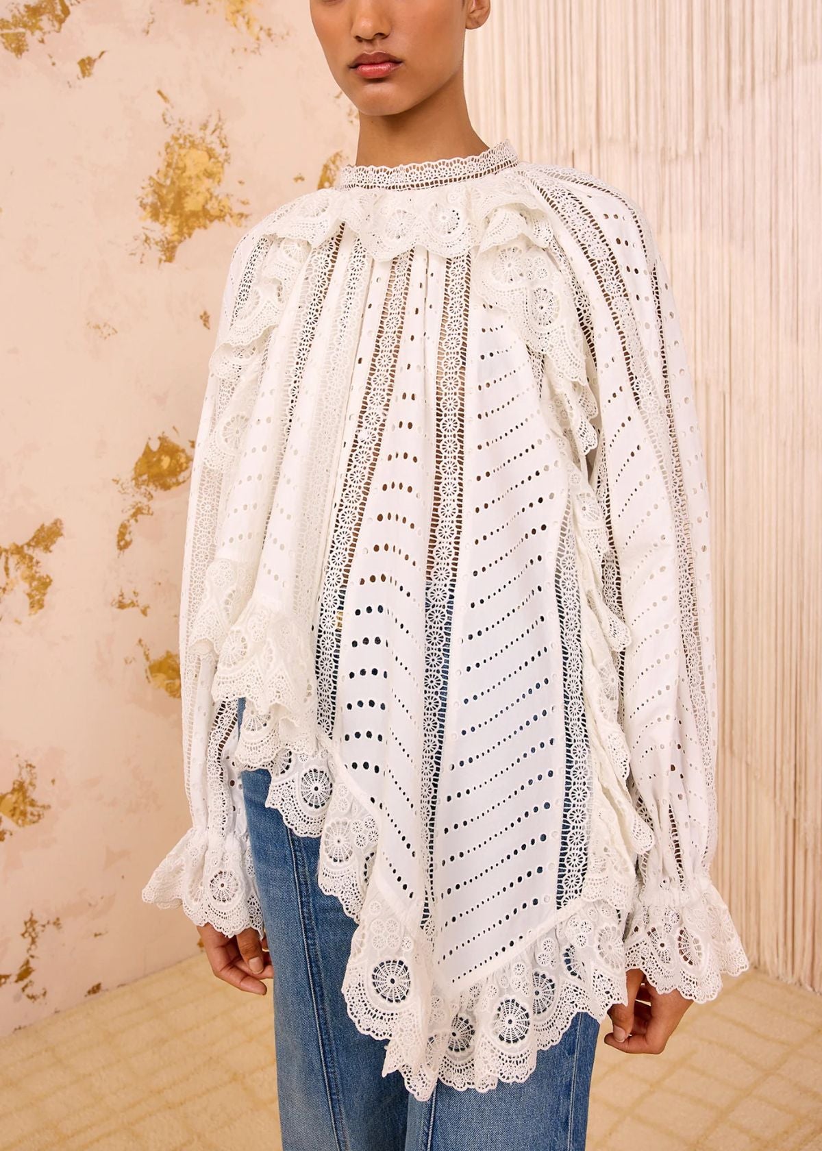 ULLA JOHNSON Marcella Asymmetrical Long Sleeve Top - Pristine