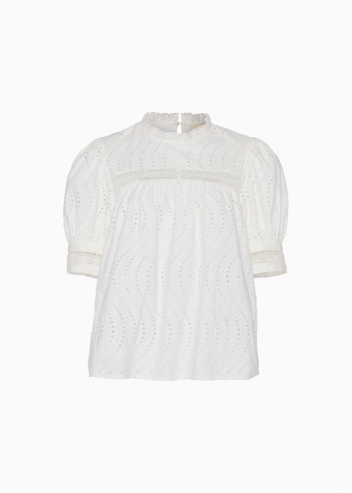 ULLA JOHNSON Virginia Lace Collar Top - Pristine