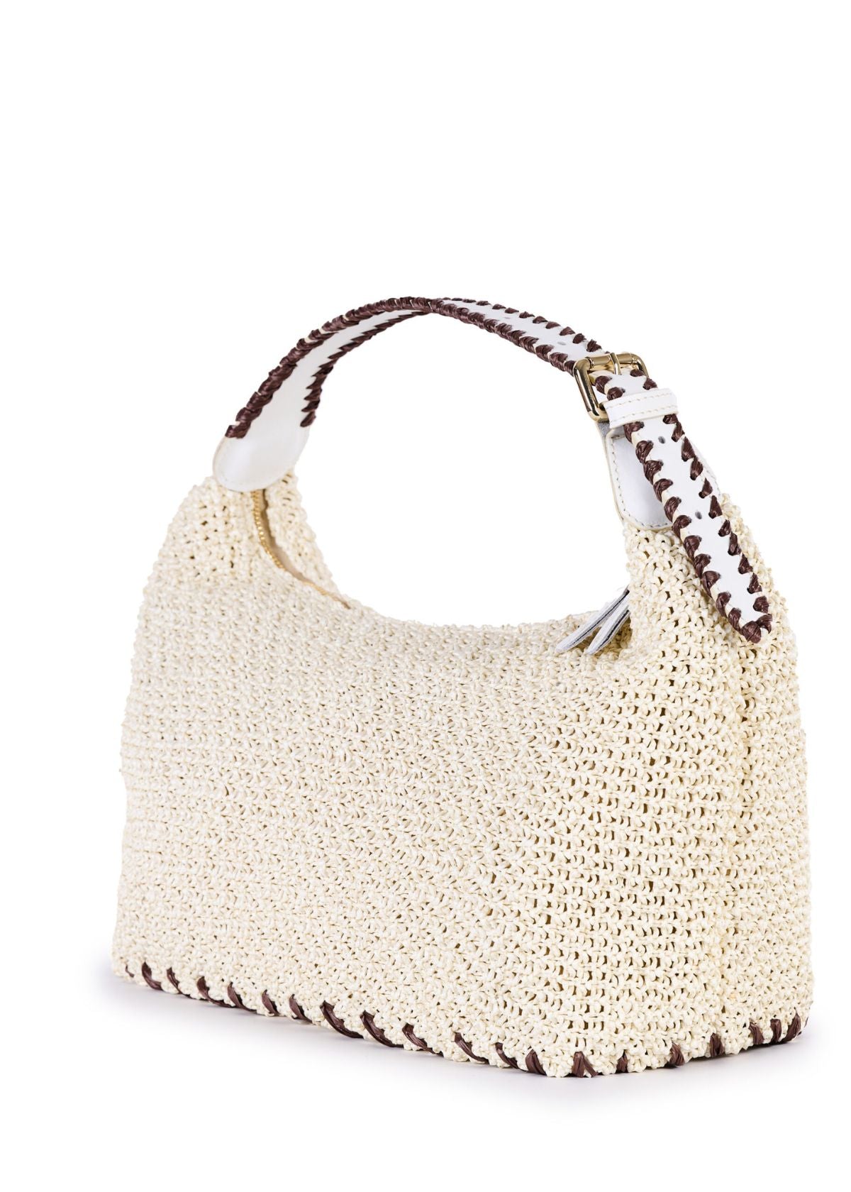 VIAMAILBAG Ellen Knit Handbag - White/Brown