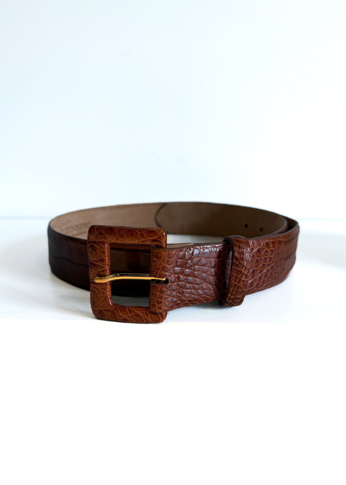 W.KLEINBERG Matte Caiman Crocodile Belt - Brandy