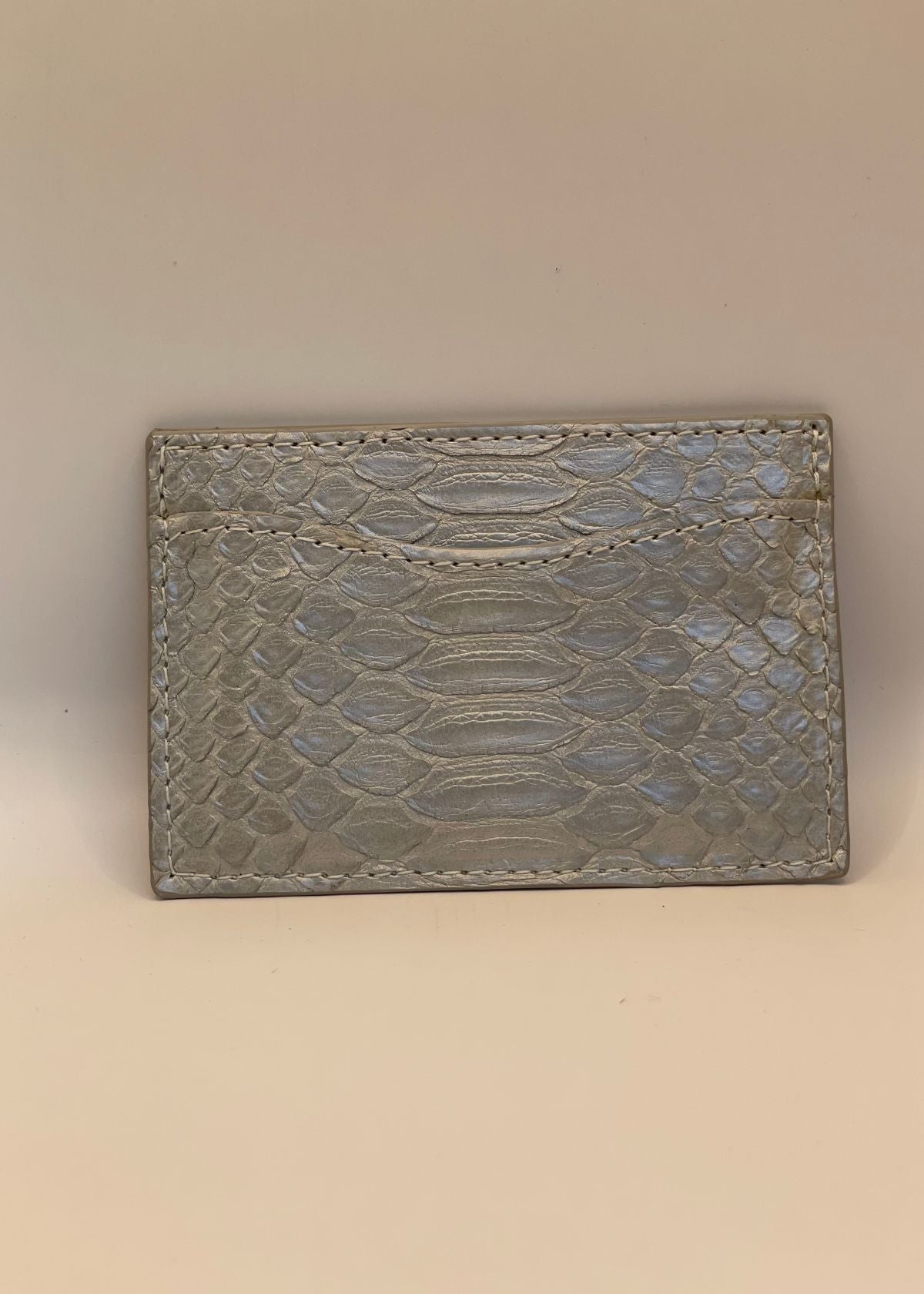 W.KLEINBERG Flat Python Card Case - Silver