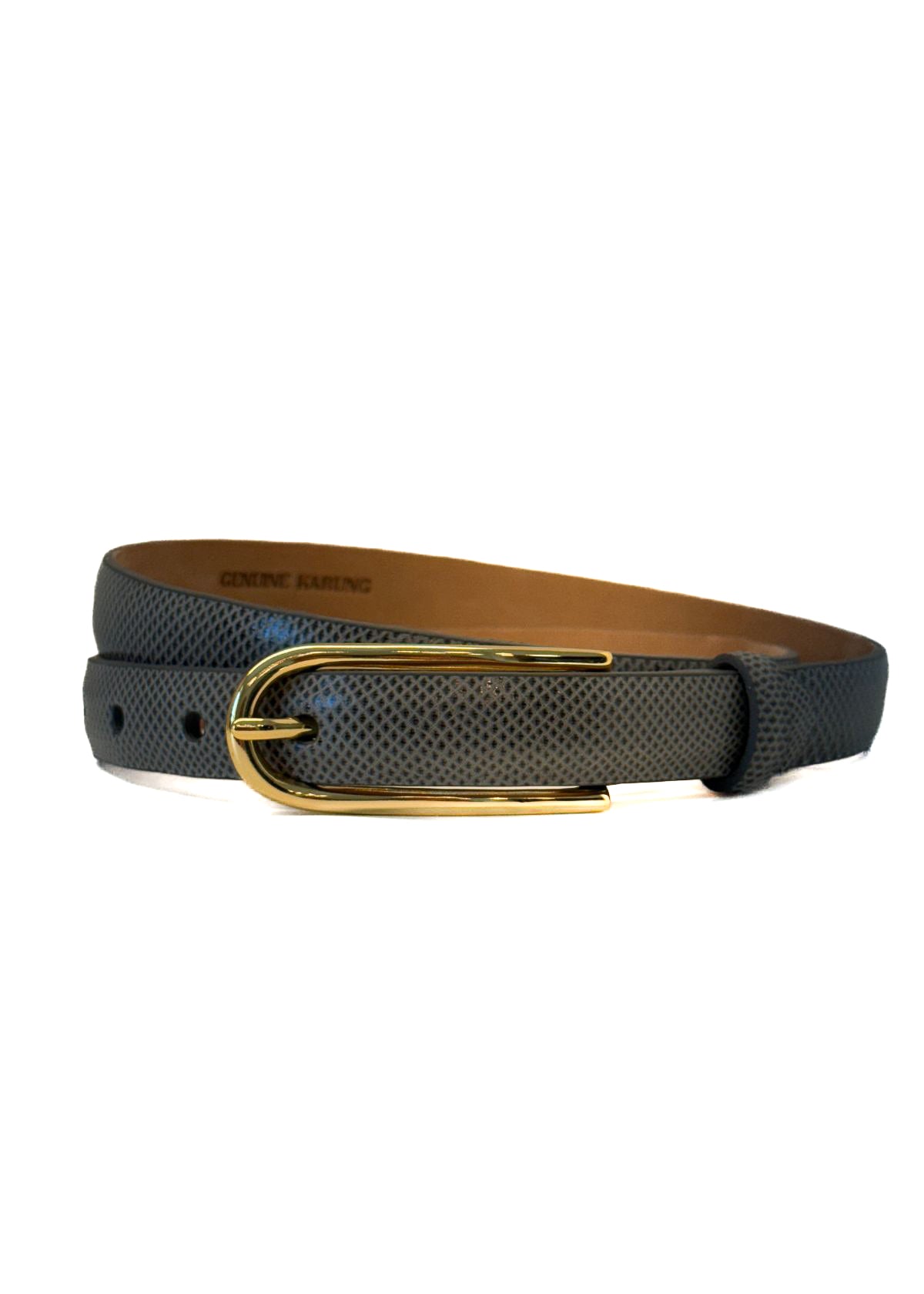 W.KLEINBERG Skinny Karung Belt with Gold Buckle - Grey