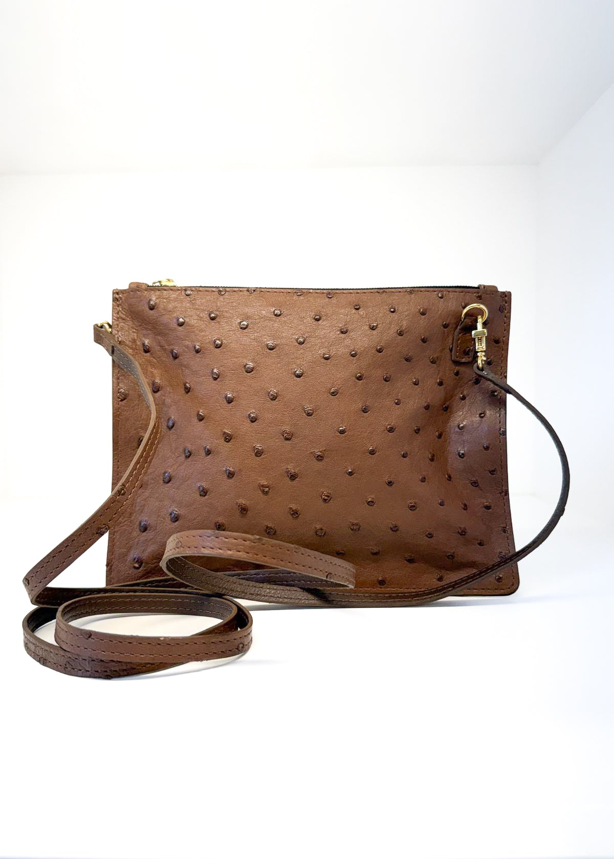 W.KLEINBERG Ostrich Zipper Pouch Handbang - Kango