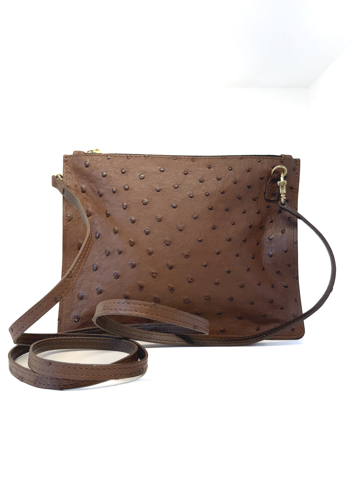 W.KLEINBERG Ostrich Zipper Pouch Handbang - Kango