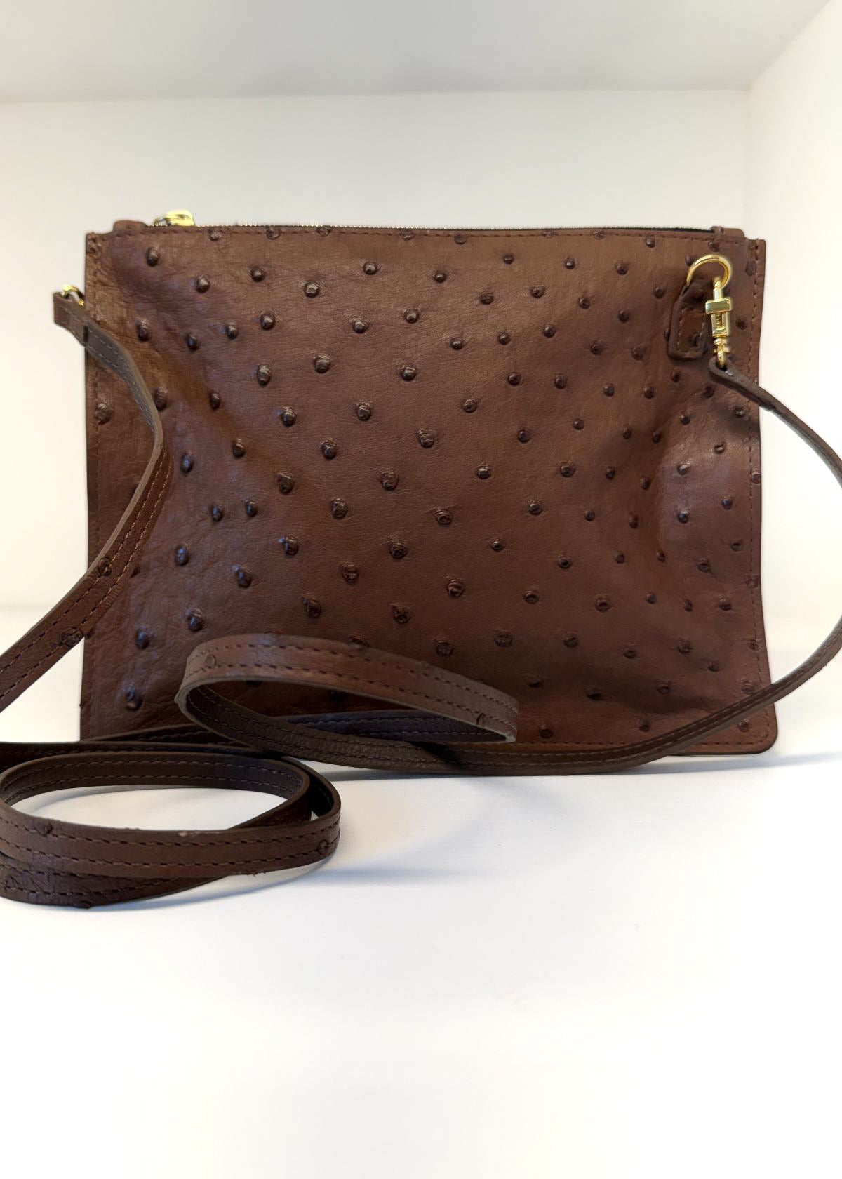 W.KLEINBERG Ostrich Zipper Pouch Handbang - Kango