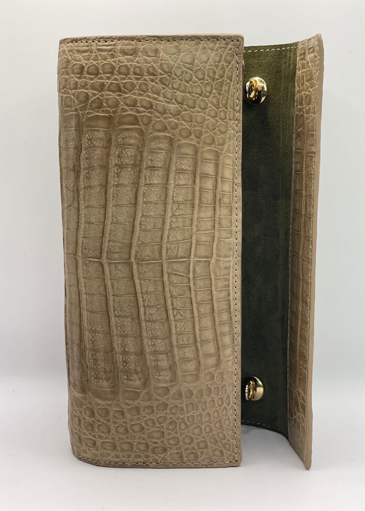 W.KLEINBERG Matte Caiman Crocodile Classic Clutch - Mink