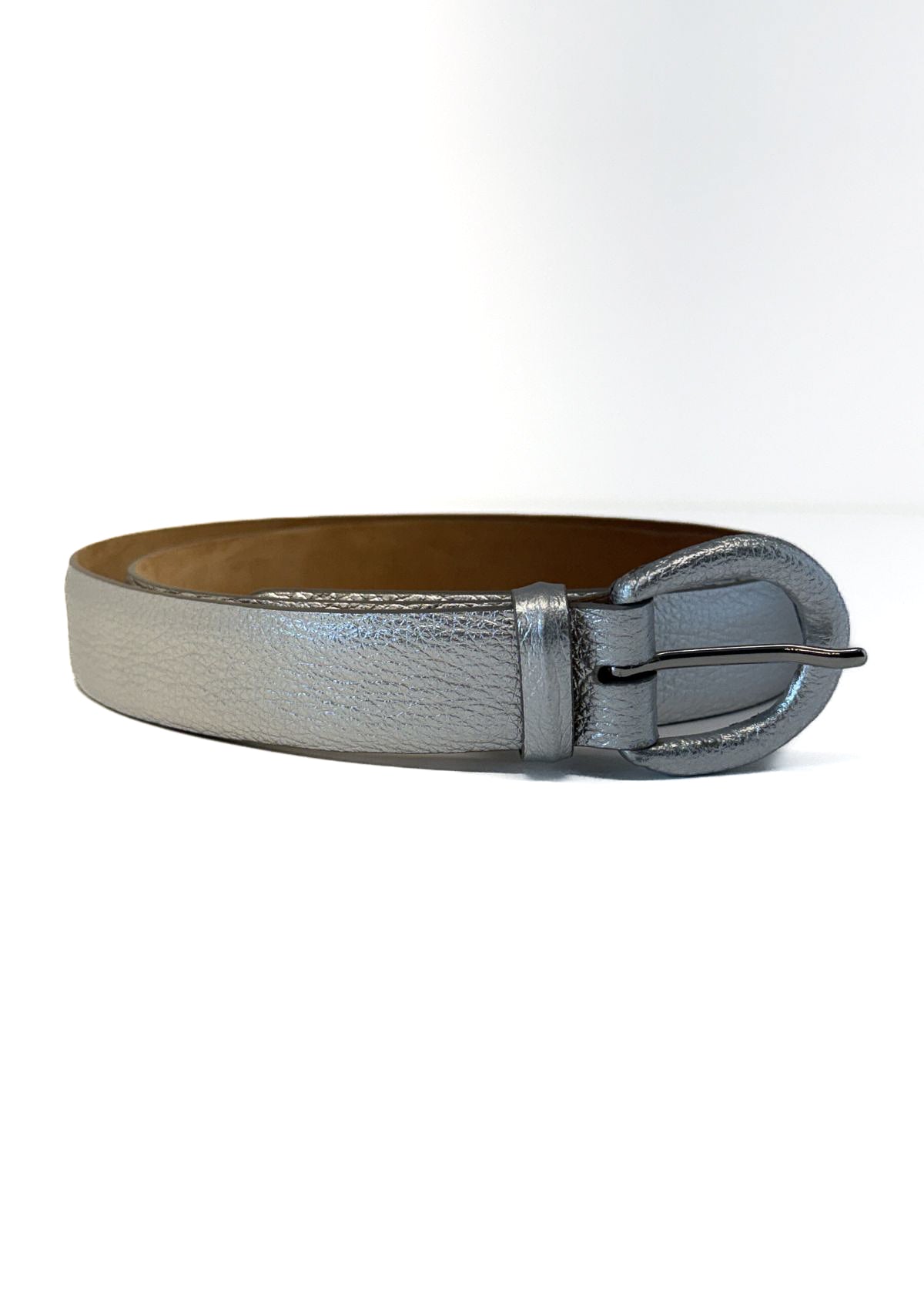 W.KLEINBERG Metallic Calf Belt with Covered Buckle - Silver