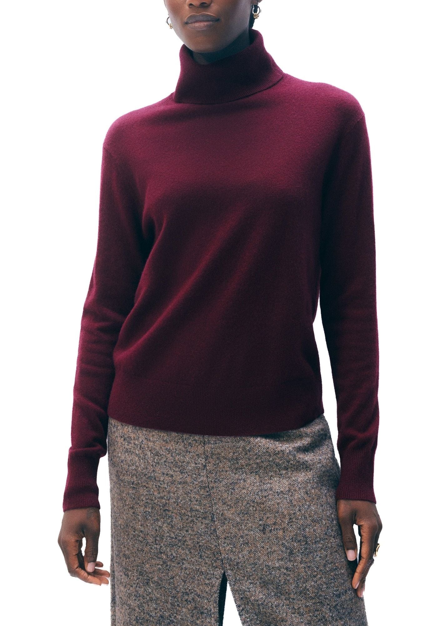 WHITE + WARREN Cashmere Easy Trim Turtleneck - Sangria