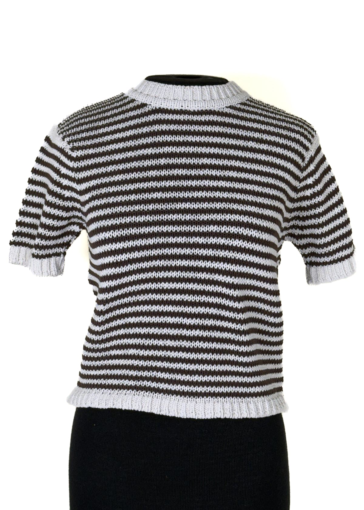 WHITE + WARREN Luxe Organic Cotton Tee - Ecru/Dark Espresso