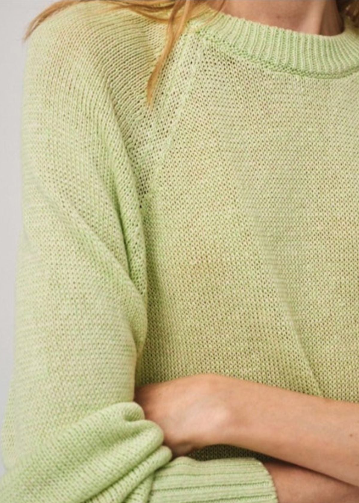 WHITE + WARREN Linen Marled Sweatshirt - Green Marl