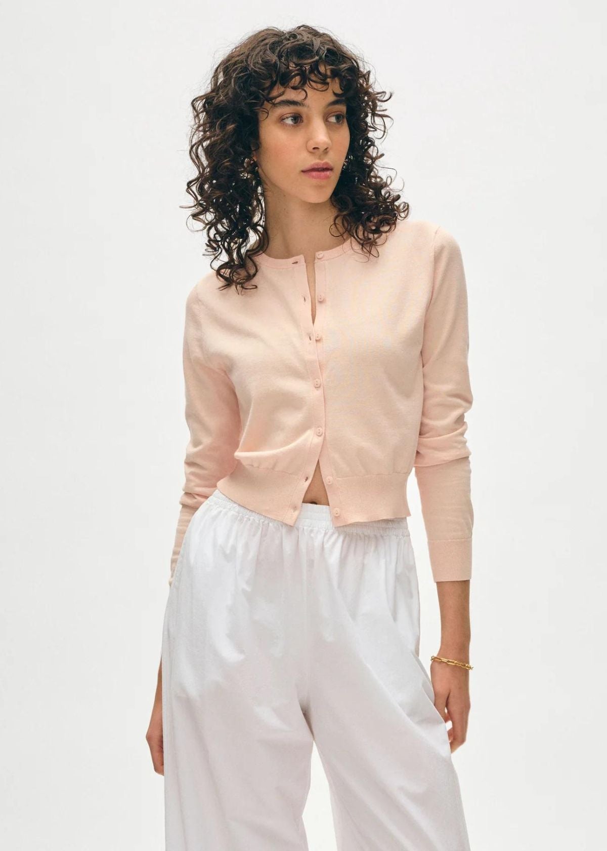 WHITE + WARREN Organic Cotton Cardigan - Desert Pink