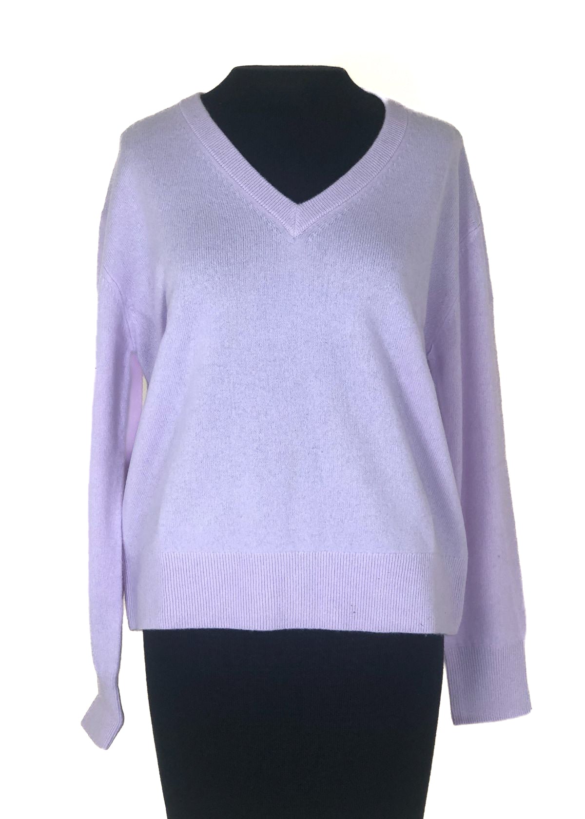 WHITE + WARREN Cashmere V Neck Sweater - Lilac Shadow