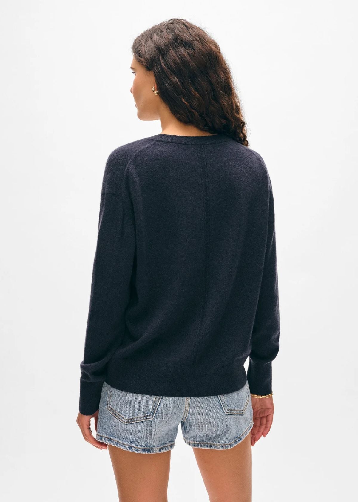 WHITE + WARREN Cashmere V Neck Sweater - Deep Navy