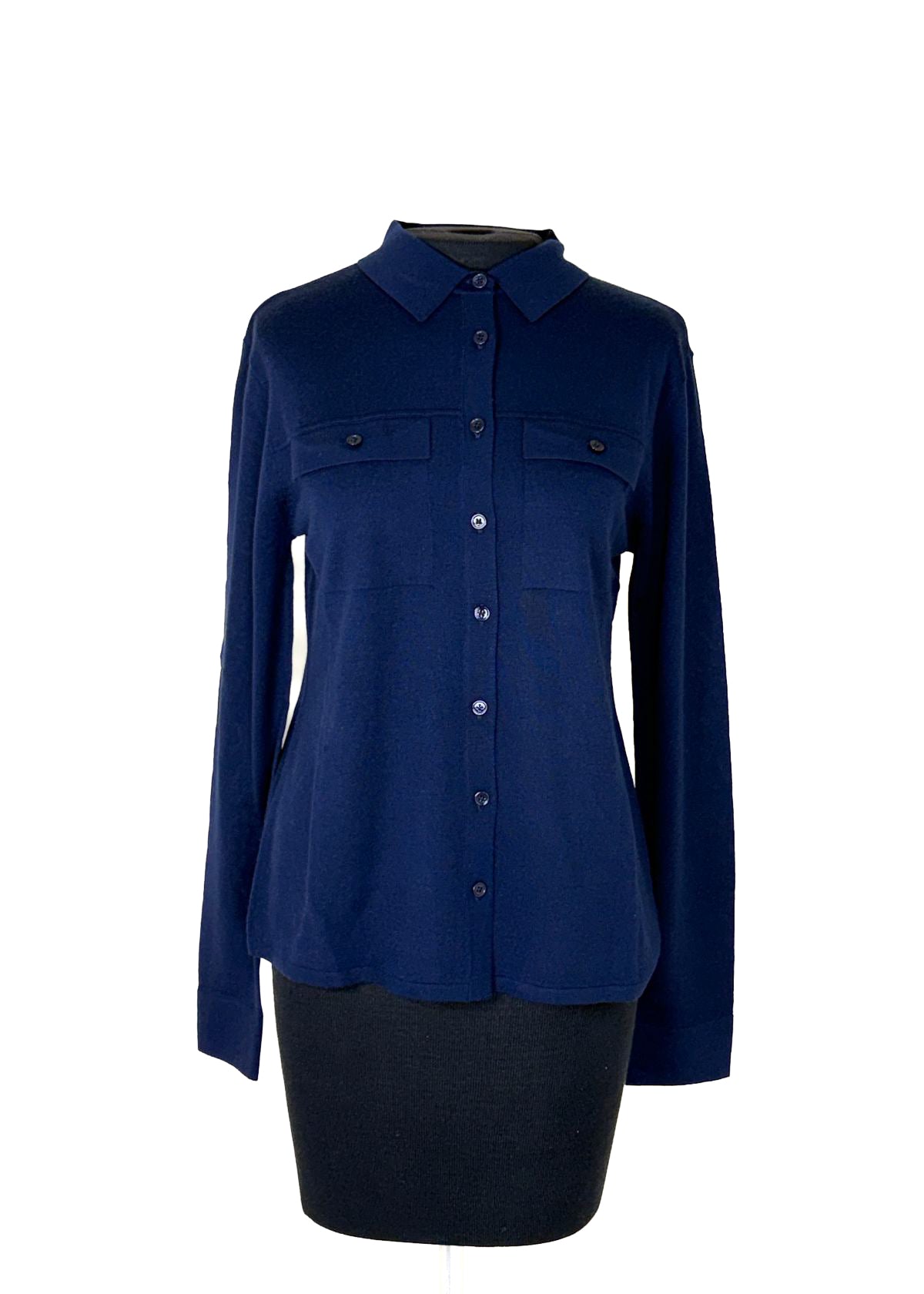 WHITE + WARREN Superfine Merino Wool Top - Navy