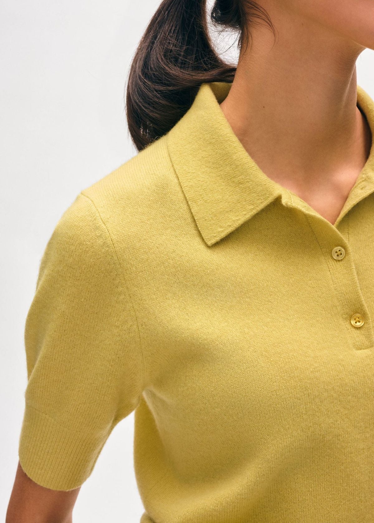 WHITE + WARREN Cashmere Polo Top - Yellow Sunbeam