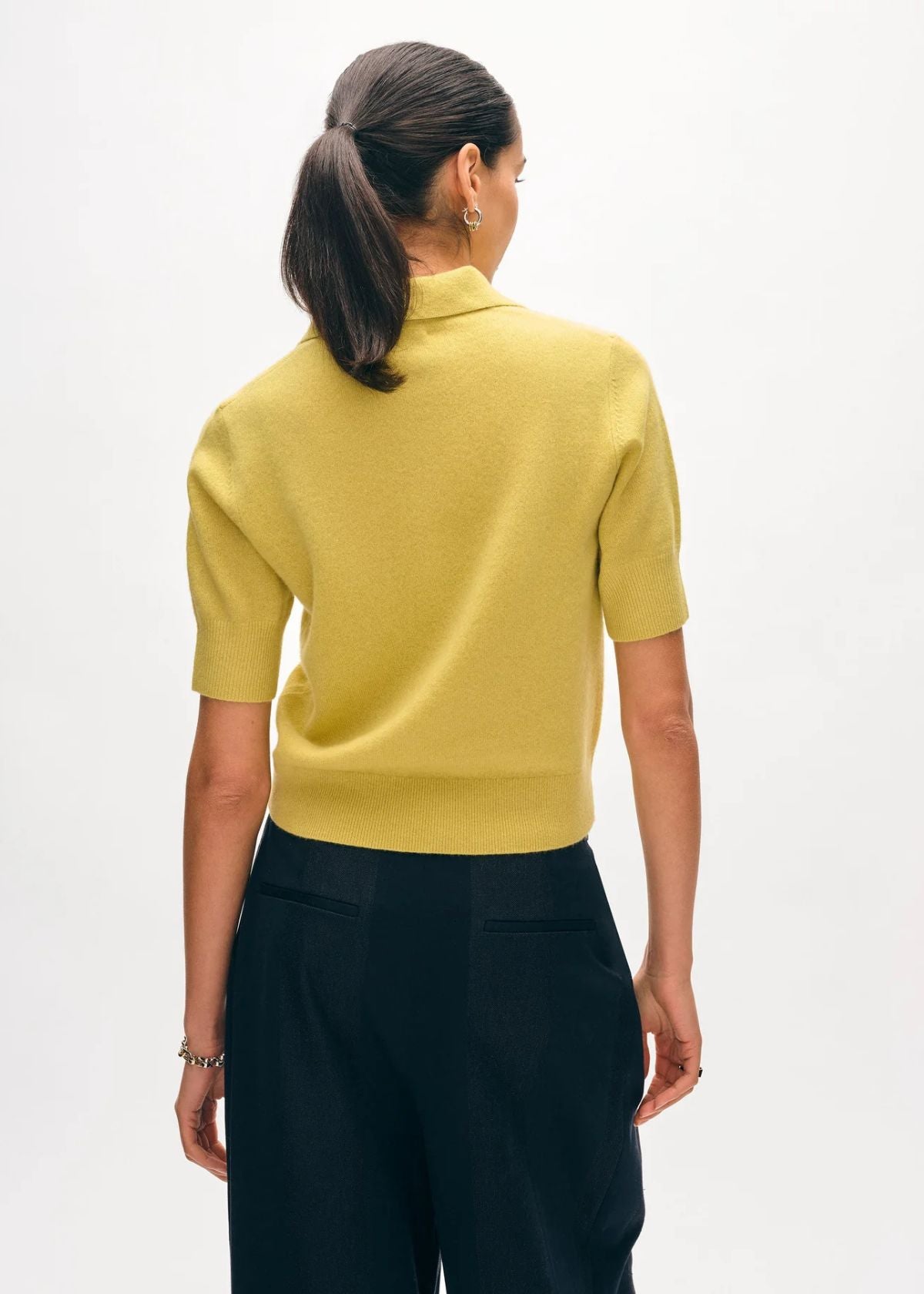 WHITE + WARREN Cashmere Polo Top - Yellow Sunbeam