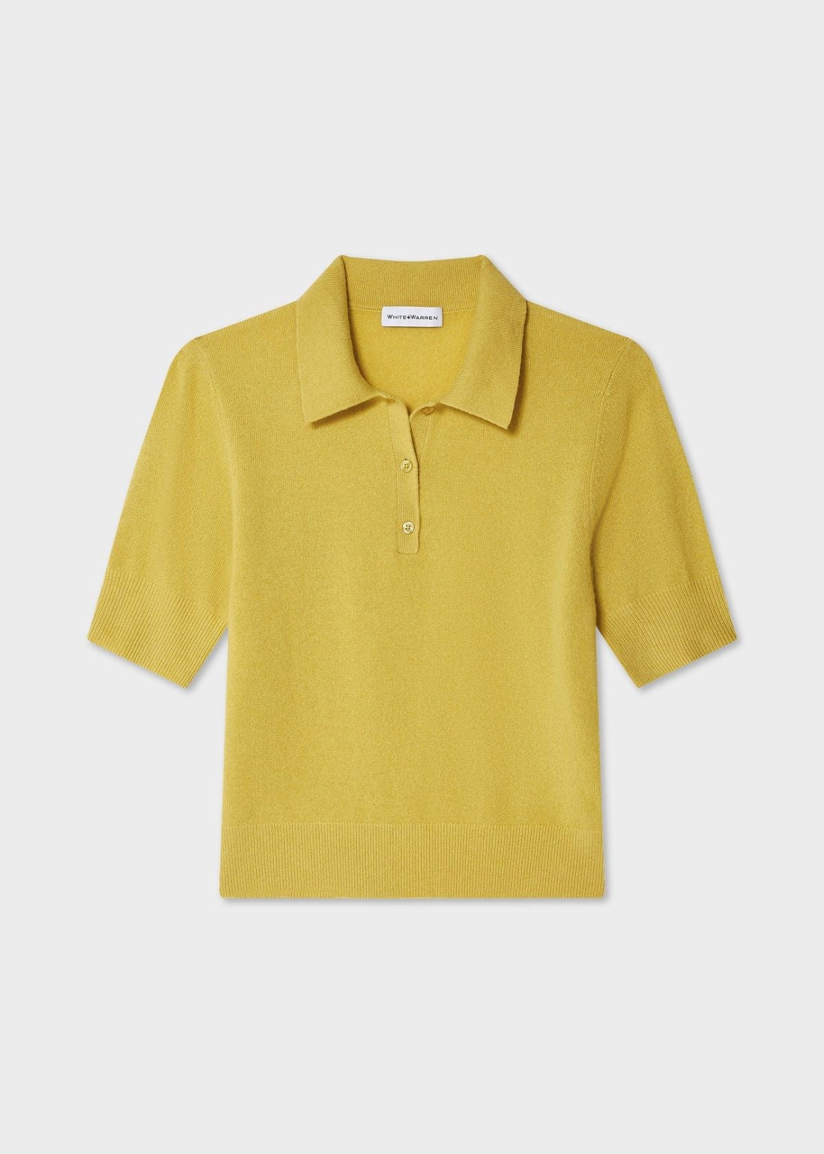 WHITE + WARREN Cashmere Polo Top - Yellow Sunbeam