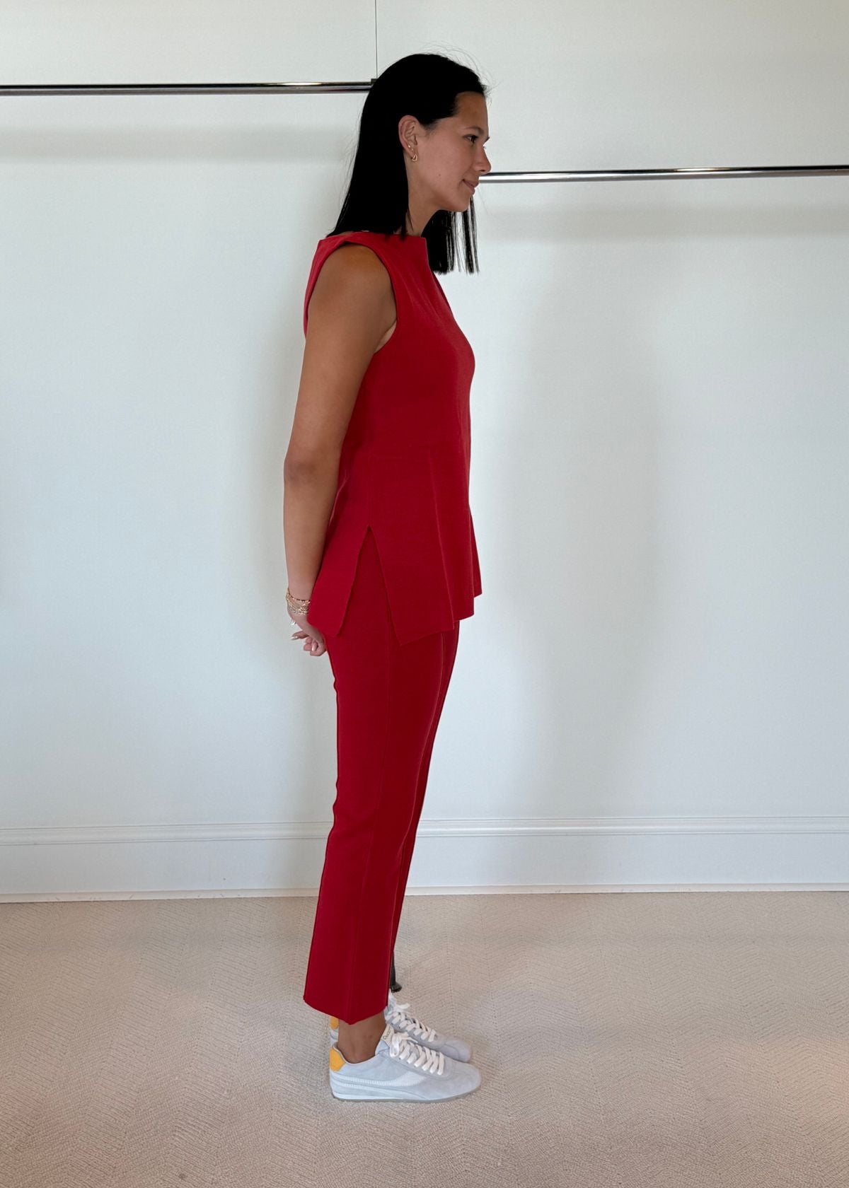 WHITE + WARREN Superfine Organic Cotton Kick Flare Pant - Deep Rouge