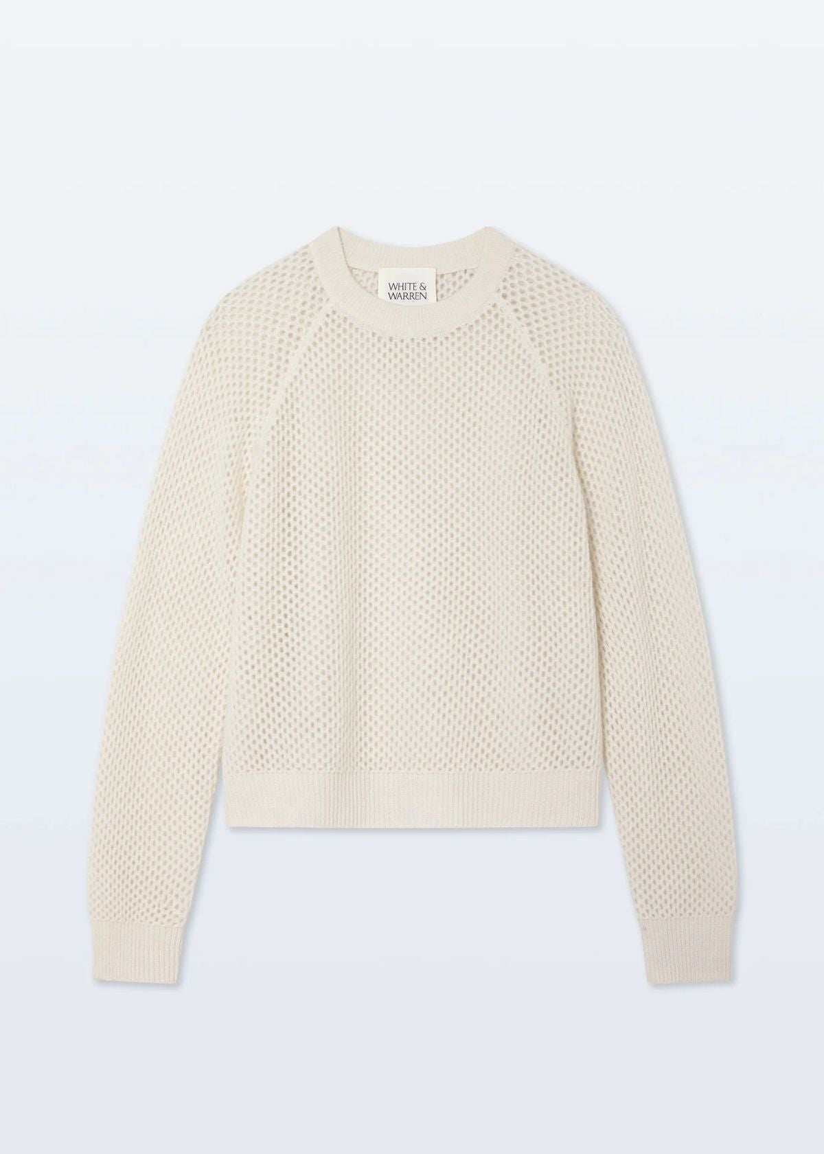 WHITE + WARREN Cashmere Mesh Sweatshirt - Soft White