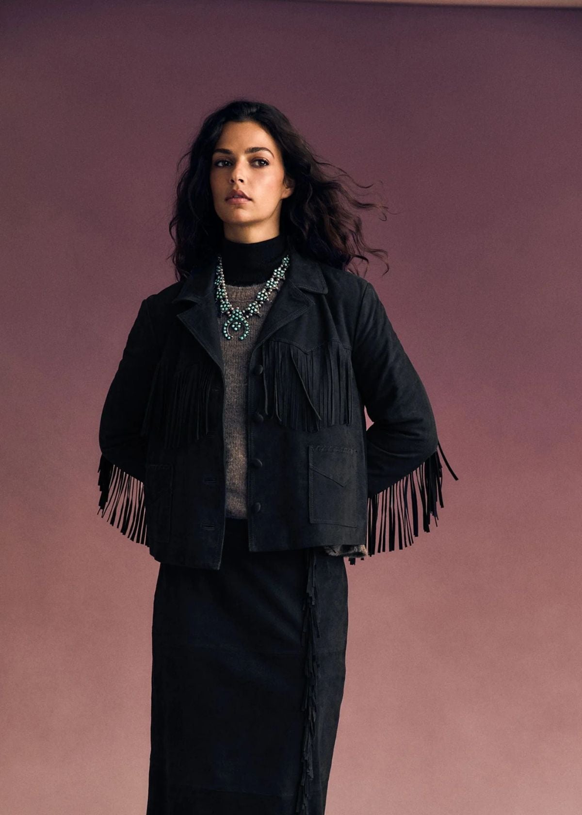 XIRENA Bonnie Suede Midi Skirt - Black