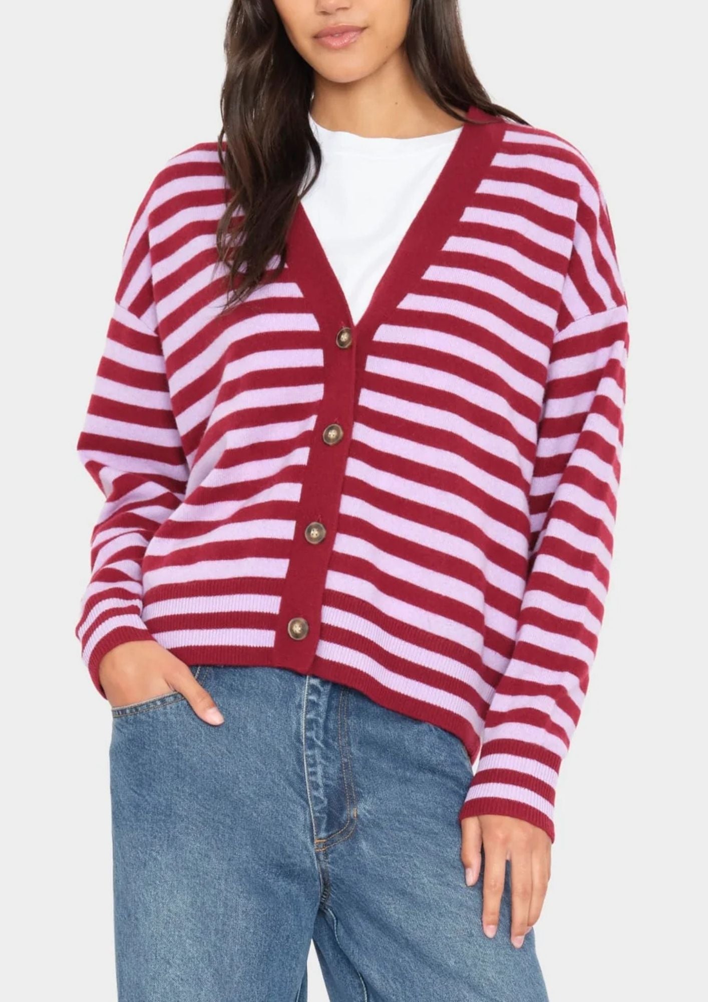 XIRENA Estelle Cardigan Sweater - Garnet Petal