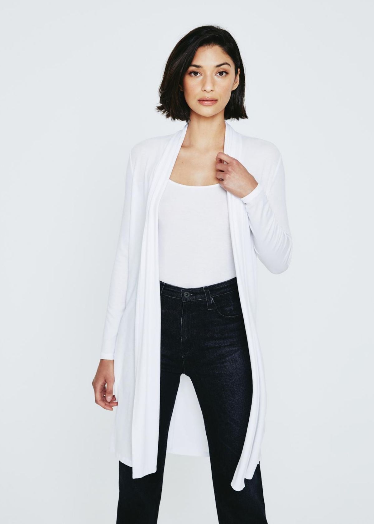 AG Sophie Extended Shawl Cardigan - True White