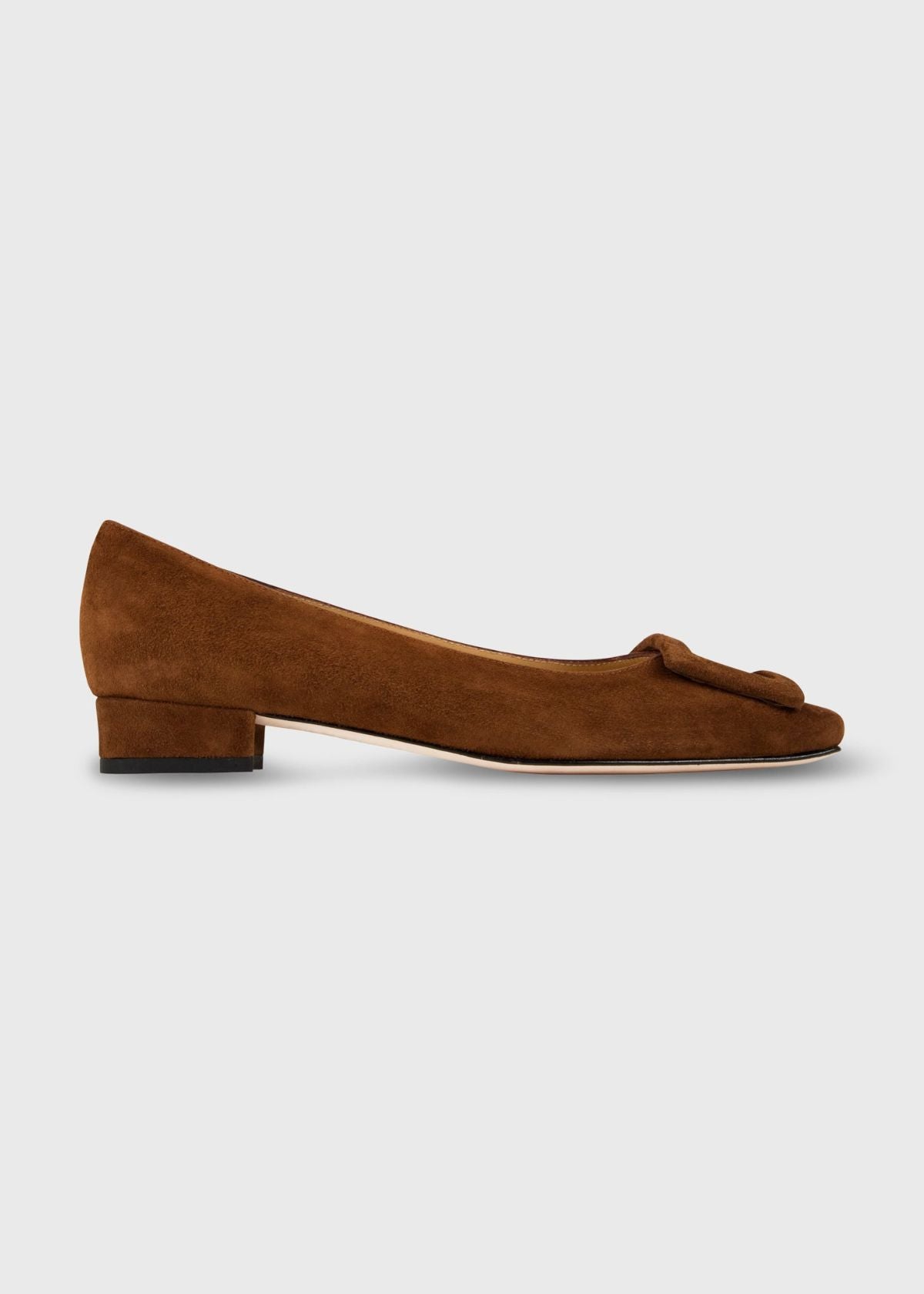 ANN MASHBURN Buckle Shoe in Brown Suede