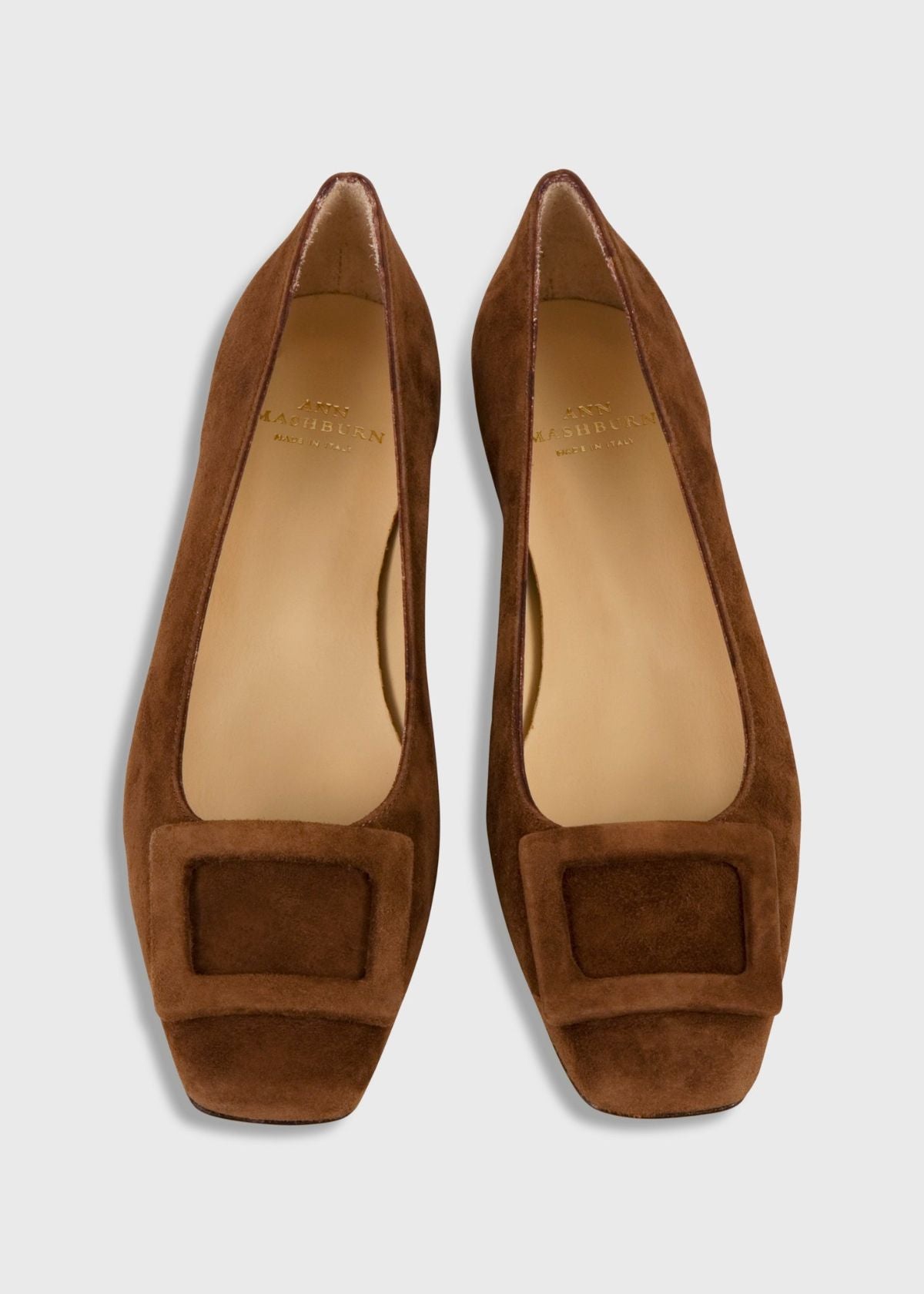 ANN MASHBURN Buckle Shoe in Brown Suede